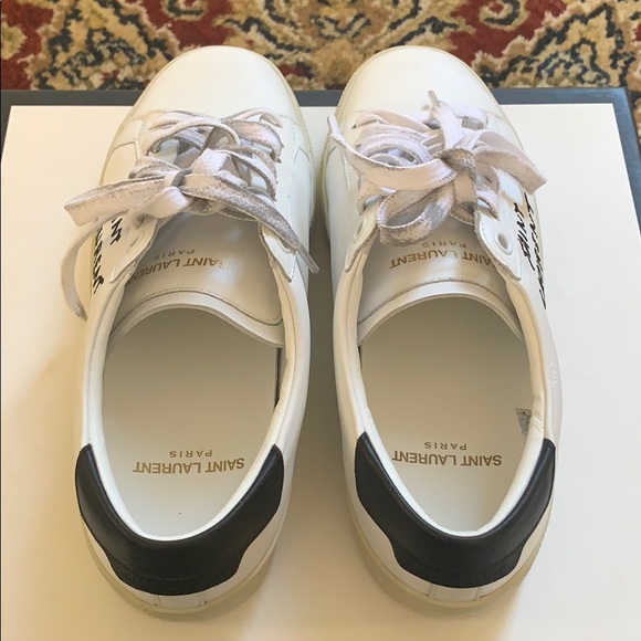 Saint Laurent Court Classic Logo Leather Sneakers - Picture 6 of 8